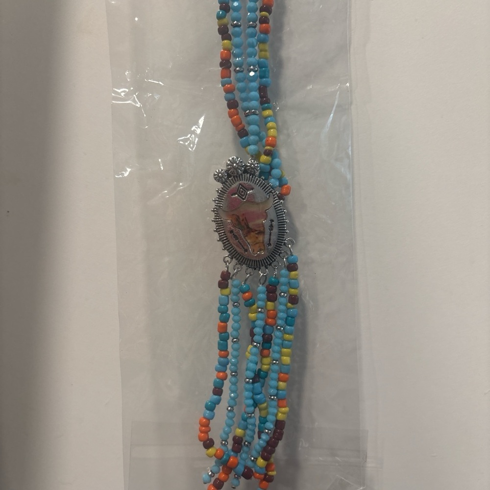 Justin Boots Multicolor Beaded Bracelet with Silver Accent